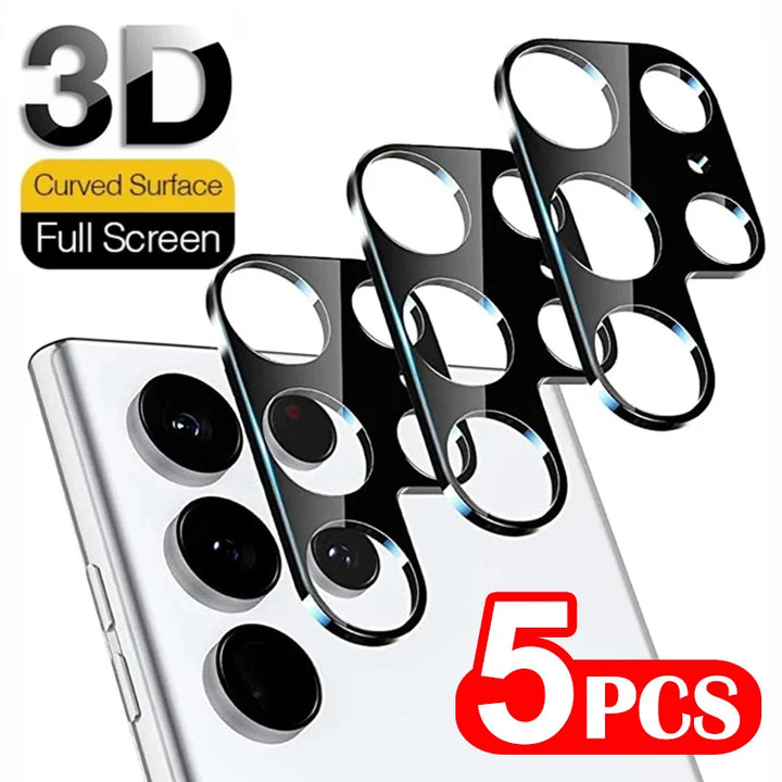 Protecteur d'objectif de caméra 3D pour Samsung Galaxy S25 S24 S23 S22 Ultra Plus Film en verre trempé pour objectif de caméra arrière pour S23Plus