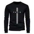 T-shirt imprimé lettre PARIS pour homme, décontracté, simple et confortable, col rond, manches longues, sport, hauts pour hommes