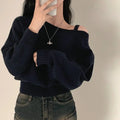 Chic Off-The-Shoulder Tankbatwing Sleeve Knitted Top Sweater Polo Collar Sleeveless Knitted Pullover