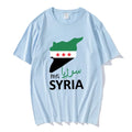 T-shirts pour hommes de la liberté syrienne T-shirt pour hommes en coton à manches courtes avec carte de la Syrie T-shirt à col rond pour hommes