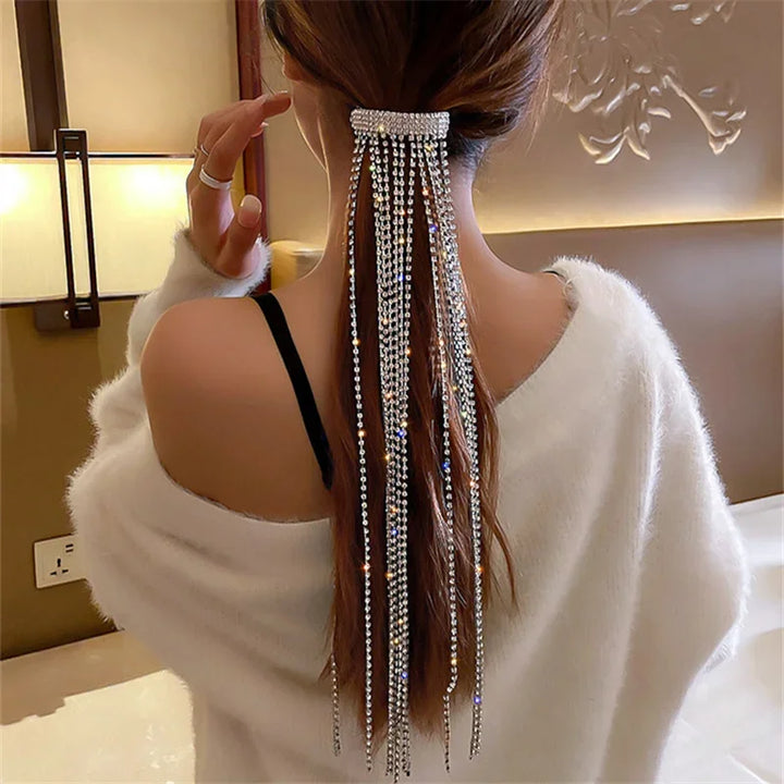 Épingles à cheveux en strass pour femmes, accessoires pour cheveux en cristal à longs pompons