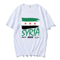 Syrian Freedom Tshirts Syria Map T-shirt Short Sleeve Cotton Mens Tee-shirt Round Neck Male Tees Tops