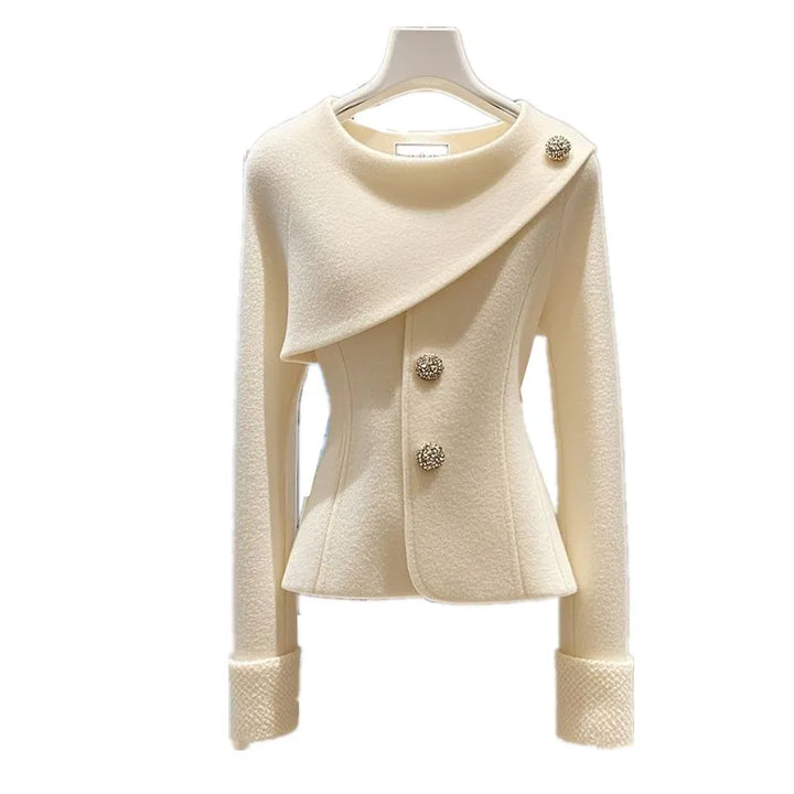 White Jacket Temperament Long Sleeve O-Neck Coat Ladies Clothes Tops Fashion Loose Outerwear