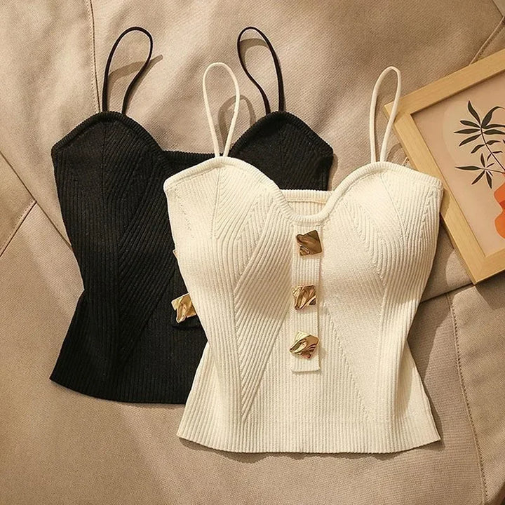 1 Piece Summer New Upscale Small Perfume Style Knitted Chest Halter Undershirt Undershirt Inside The WOMEN'S External Wear Sleev