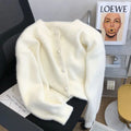 Soft waxy imitation mink fleece sweater cardigan women's design sense niche lazy knit top jacket