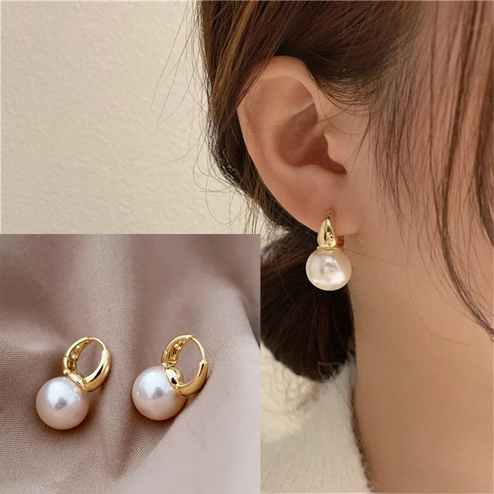 Women Gold Color Eardrop Minimalist Hoops Wedding Fashion