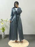 Maxi Dress With Belt Women Jilbabs Women's Clothing Dubai Robe Caftan