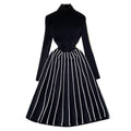 Retro Socialite Style Striped Knitted Dress For Women