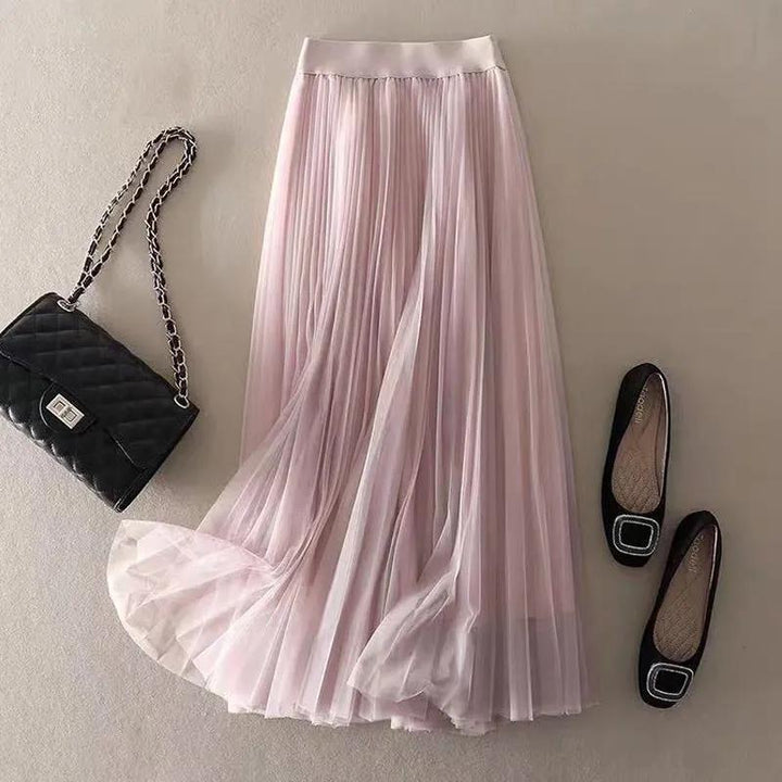 Pleated Mesh Skirt Skirt