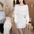 Design Inspired Long Sleeved Knitted Dress For Women