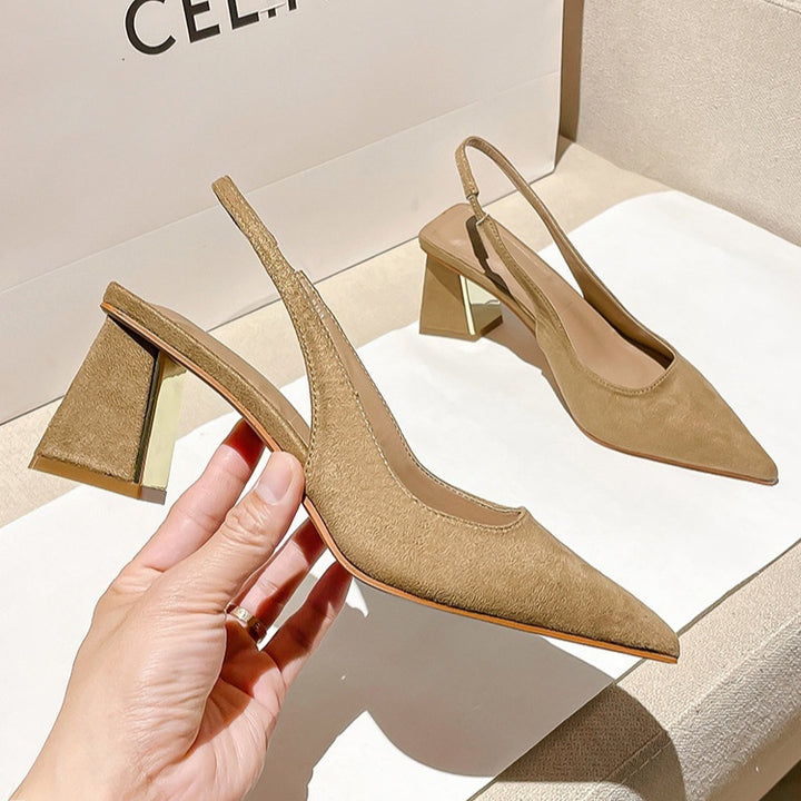 Pointed-toe Skinny Suede High Heel Pumps