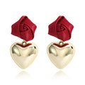 Valentine's Day Three-dimensional Rose Heart-shaped Earrings