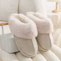 Pantoufles d'hiver chaudes en peluche pour la maison, pantoufles d'intérieur en fourrure pour femmes, chaussures en coton doublées douces, confortables, antidérapantes, chaussures de maison pelucheuses pour femmes et couples