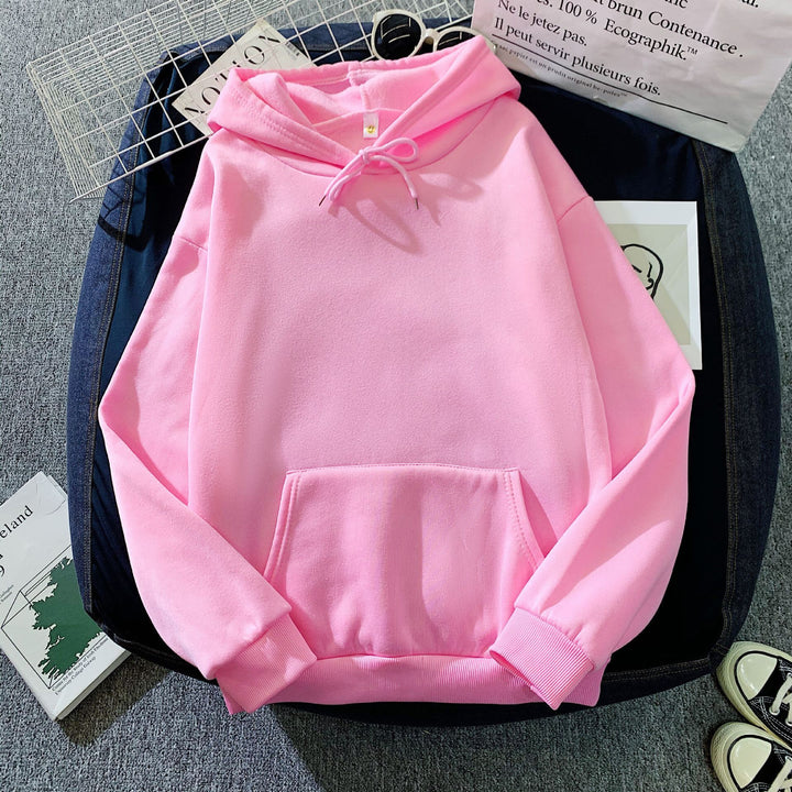 Women's Fall Winter Hooded Loose Solid Color Hoodie